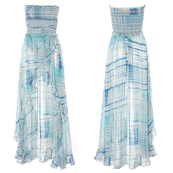 ROCOCO SAND Celine Maxi Dress in Blue Metallic Tie Dye Size Small - Picture 2 of 9